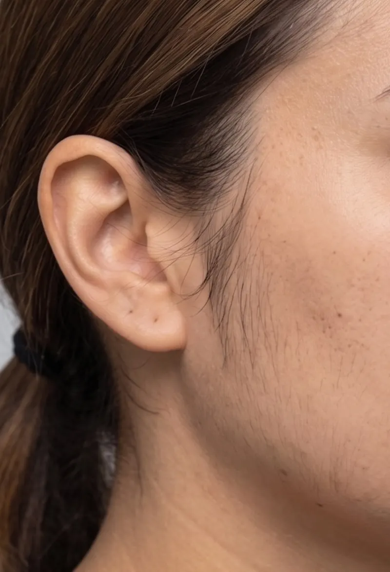 Before — Laser hair removal — sideburns before and after a multi-session course